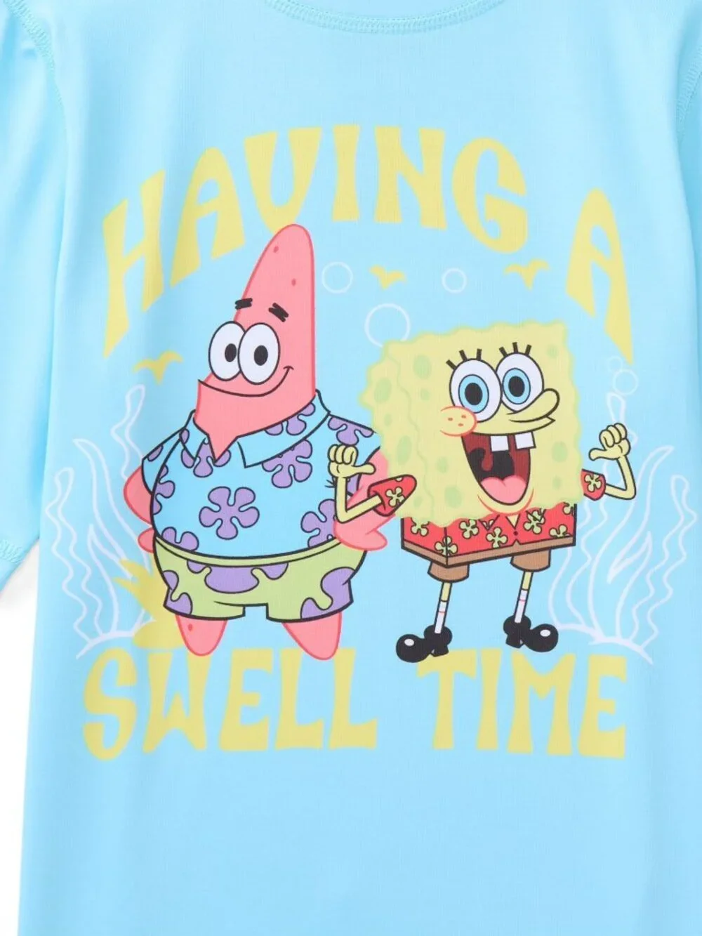 SpongeBob SquarePants Boys Rash Guard UV50 Swim Shirt Blue Sizes 4/5, 6/7 & 8